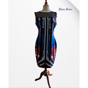 Bisou Bisou Michele Bohbot Sheath Dress Size 10 NWT Floral Geometric